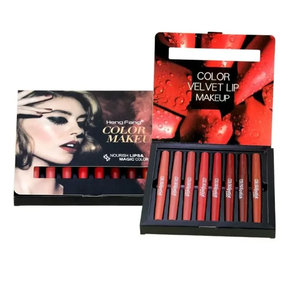Heng Fang (2 in 1) Multi Color Velvet Lipliner & Lipstick – 1.7g x 8 Pcs