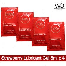 EXS Lubricant | Strawberry Flavored Water Based Lubricant 5ml x 4 Pouch – Travel/Honeymoon Pack