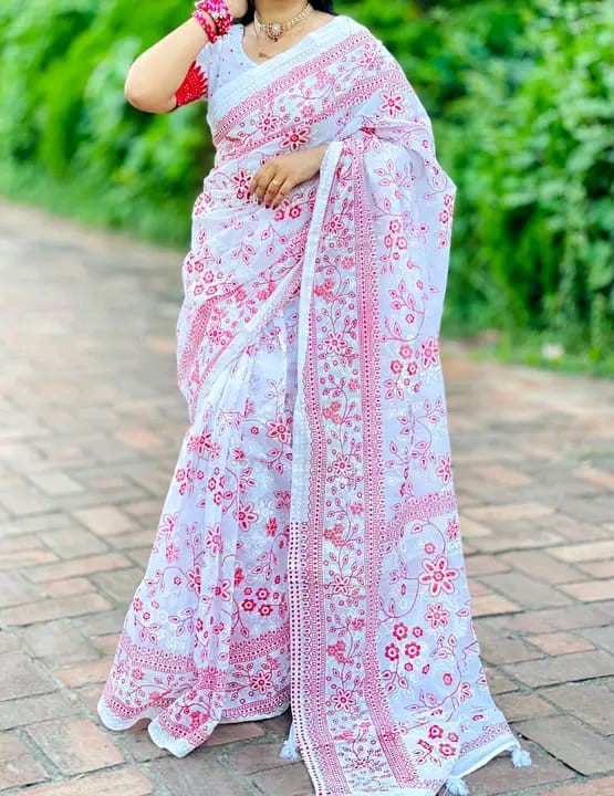 Radiant Grace Half Silk Printed Saree