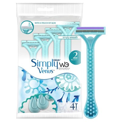 Hair Removal Razor - Simply Venus 2 Blade Razor for Women - 1 Pack Containt 4 Razor (2 Baldes Razor)