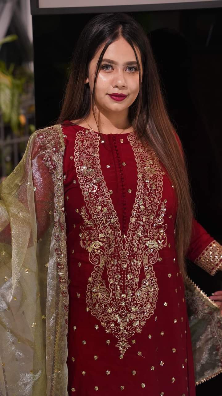 Sequence Embroidery Readymade Three Piece