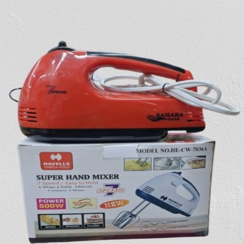 7 Speed Havells Omega Gold Sahara Super Hand Mixer (Model No. HE-CW-7036A)