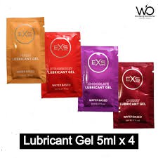 EXS Lubricant Mix Combo Pack | Cherry, Chocolate, Strawberry & Peach Flavored Water Based Lubricant 5ml x 4 Pouch | Travel/Honeymoon Pack