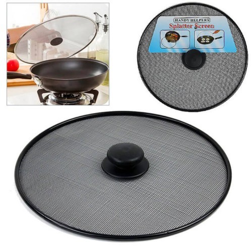 Handy Helpers Splatter Screen Splash Cooking Pot Cover Protector Black