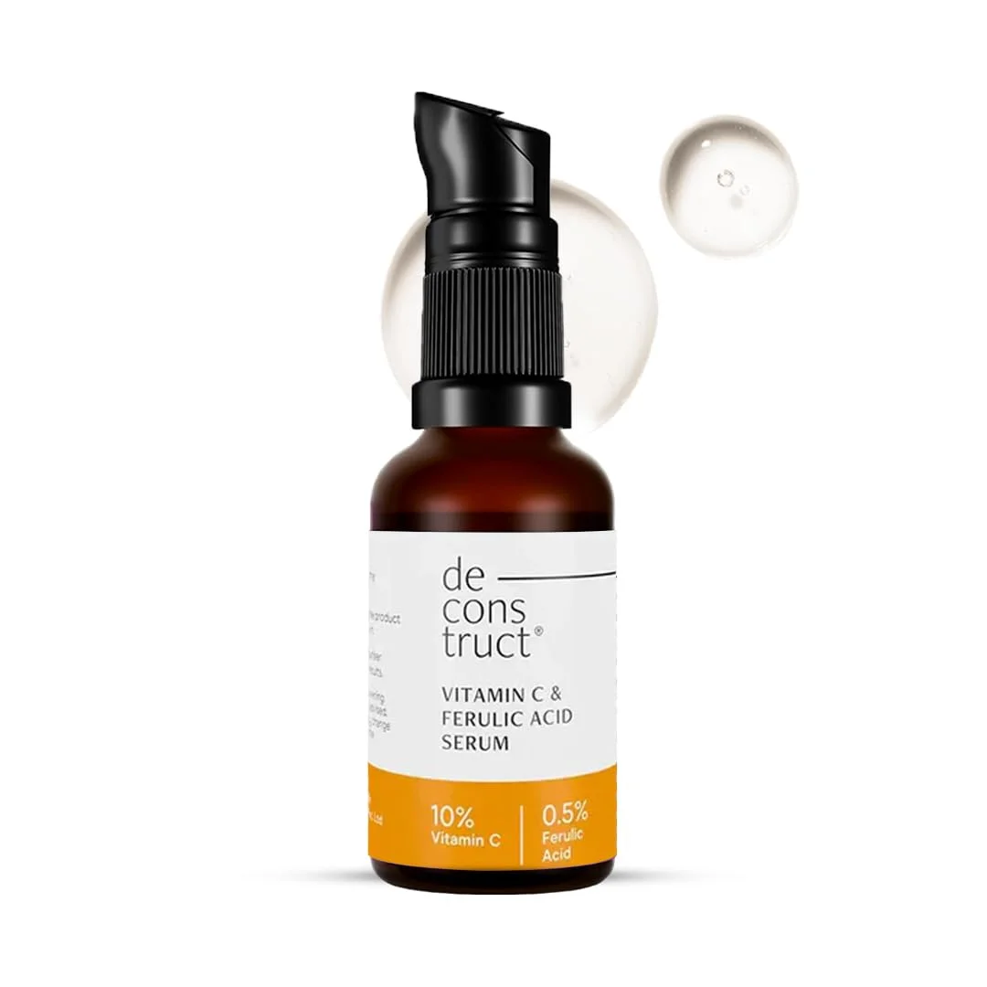 Deconstruct 10% Non-Irritating Vitamin C Face Serum 30ml For Glowing Skin|10% Vitamin C + 0.5% Ferulic Acid|Water Based Serum|Highly Stable Vitamin C Face Serum For Women And Men|Beginner Friendly