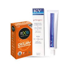 KY Jelly Personal Lubricant Water Based Lube 50gm & EXS Delay Endurance Extra Time Condom 12pcs Pack | Wedding, Honeymoon, Valentine Couple Combo Pack