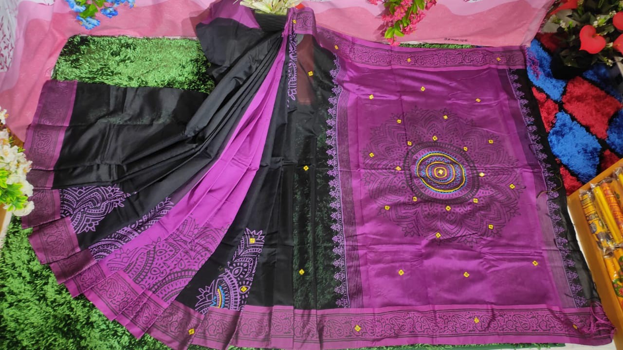 Embroidered Dupion Silk Saree