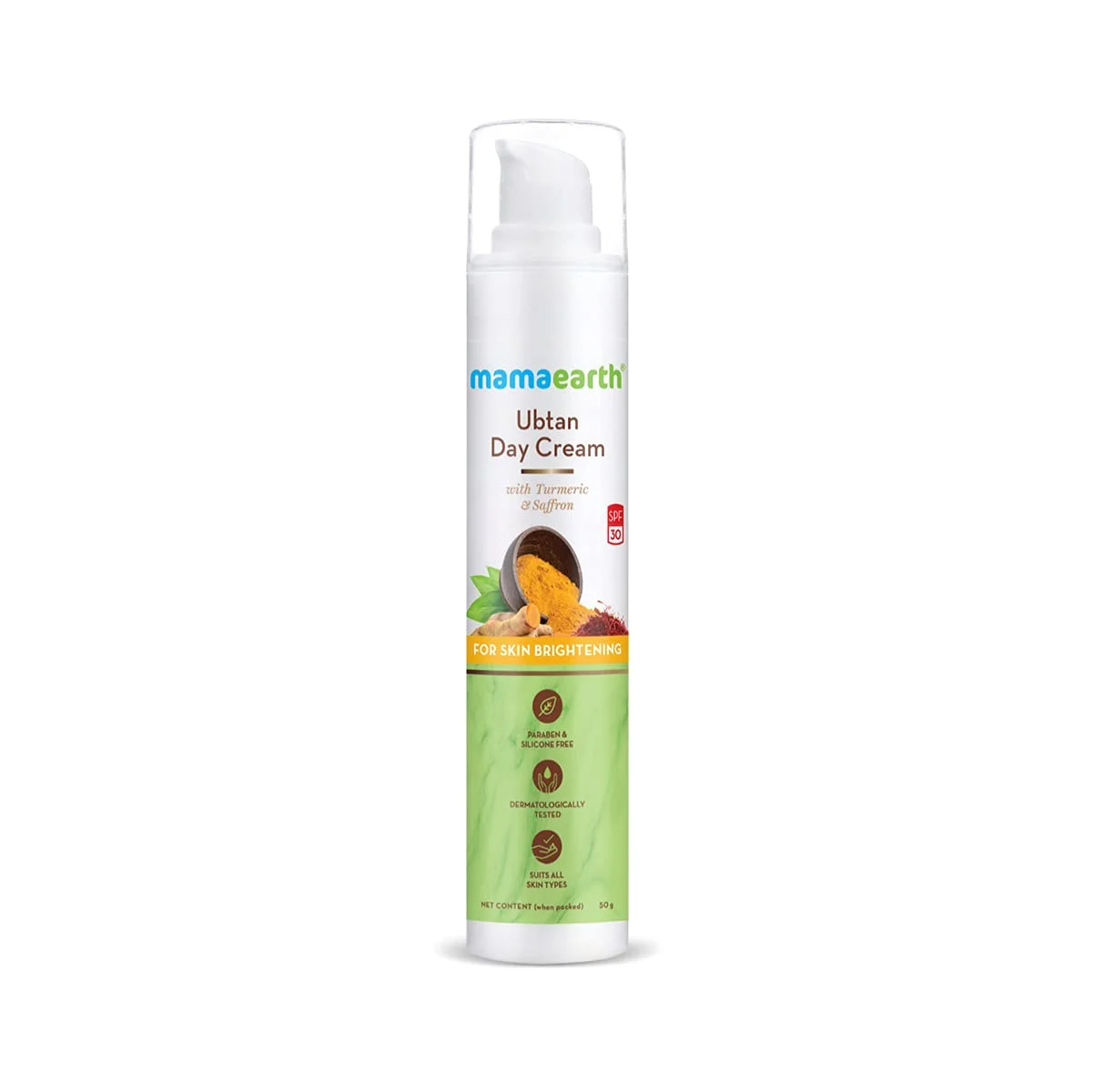 Mamaearth Ubtan Day Cream 50g with SPF30 with Turmeric & Saffron for Skin Brightening