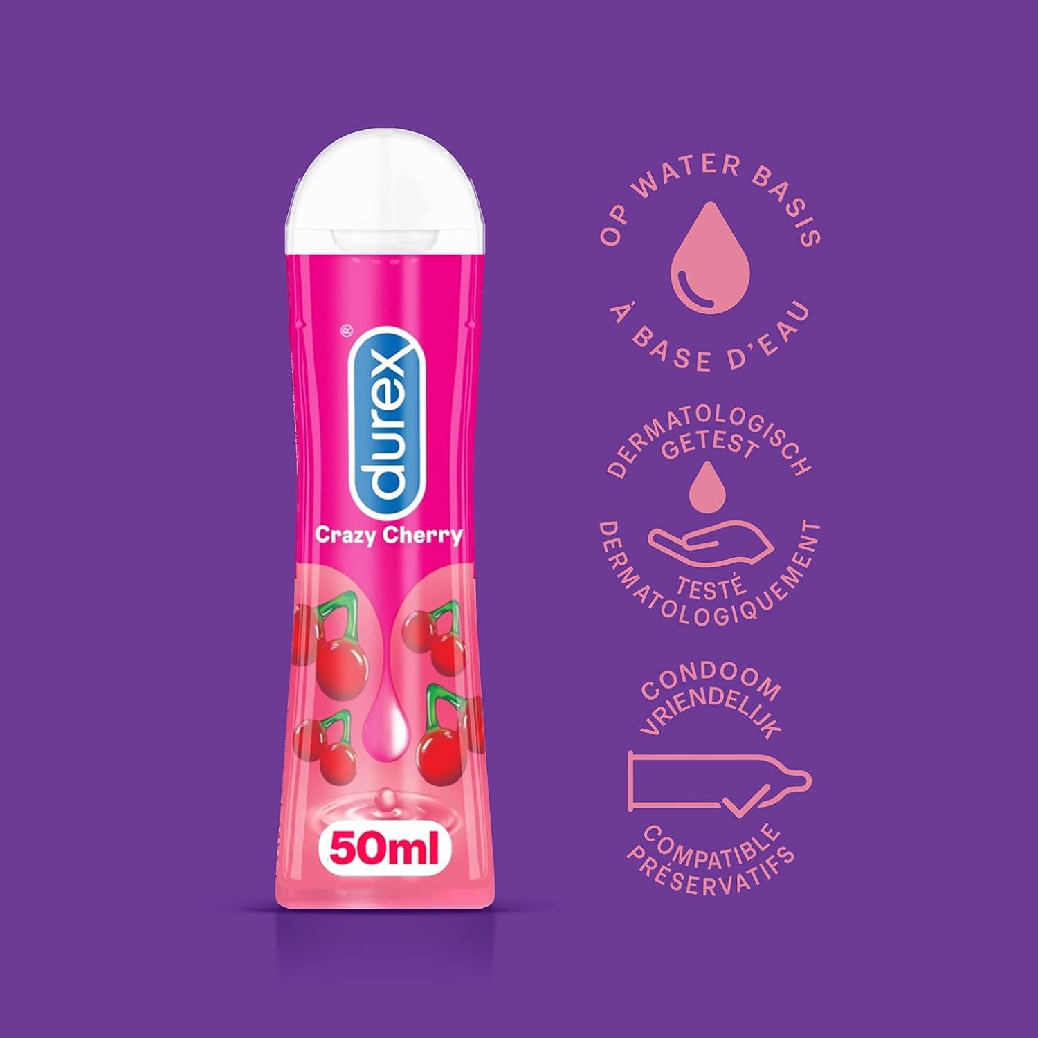 Durex Gel Lubricant 50ml Crazy Cherry Flavor Water-based Lube | UK