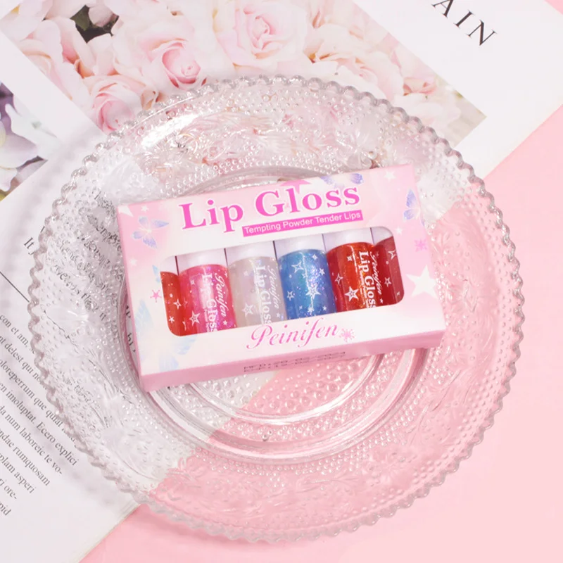 Peinifen Lip gloss Set 3.5gm x6pcs Tempting Powder Tender Lips