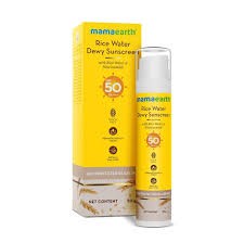 Mamaearth Rice Water Dewy Sunscreen with SPF 50 PA++++ 50gm | UVA & UVB Protection | Tan Protection | Gives Glass Skin Glow | No White Cast | For All Skin Types | India