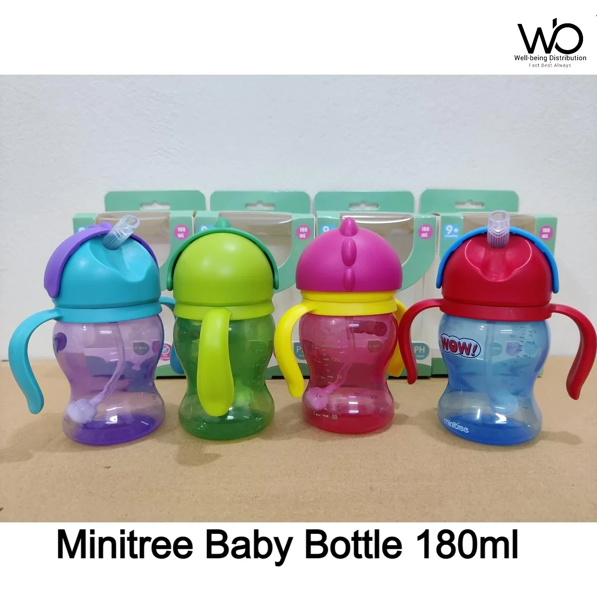 Baby Mumpot Waterbottle Minitree Boom Crystal Color Training Plastic Cup with Handle 9m+ 180ml (Multicolor)