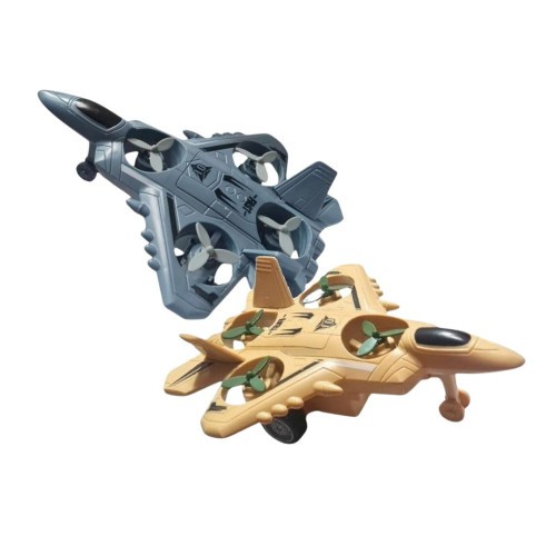 Kids Mandi 6.6 Inch Inertia Friction Army Fighter Jet Unbreakable Toy with Rotating Fans, Aircraft Toys for Kids