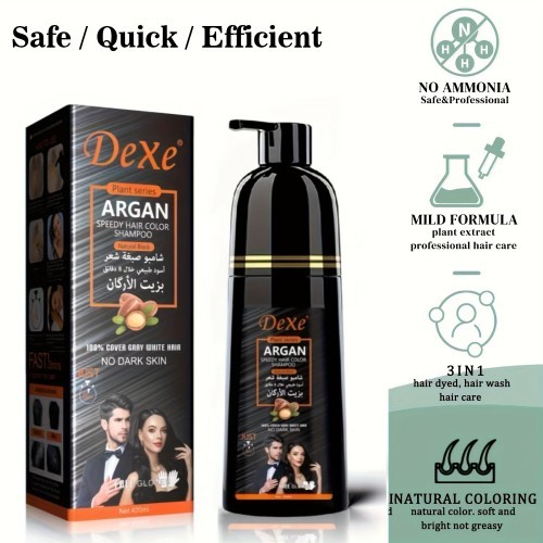 Dexe Argan Speedy Hair Color Shampoo Natural Black- 420ml