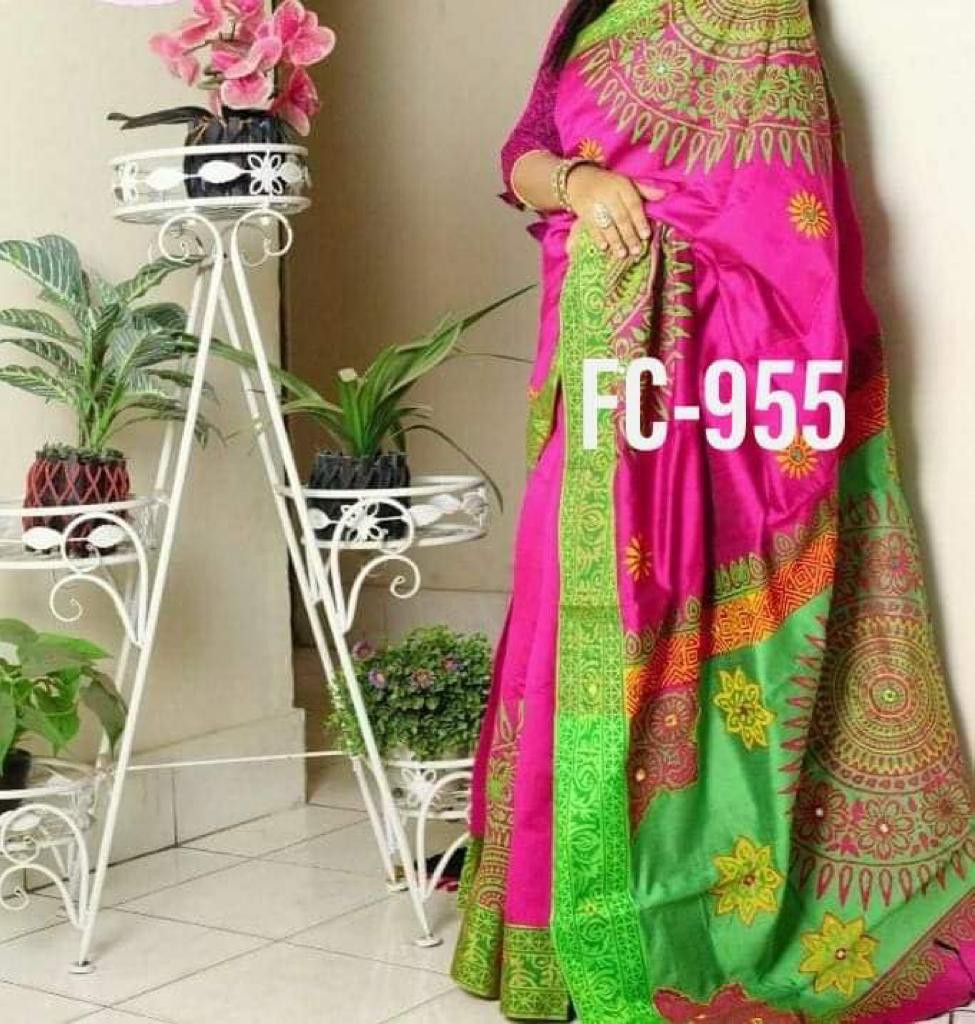 Handprint half silk saree