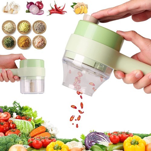 4 In 1 Handheld Electric Vegetable Cutter Durable Chili Crusher Tool New Machine Ginger Charging Masher USB Kitchen Vegetable