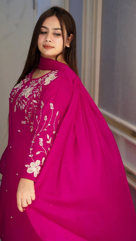 Rayon cotton dress full set Embroidery