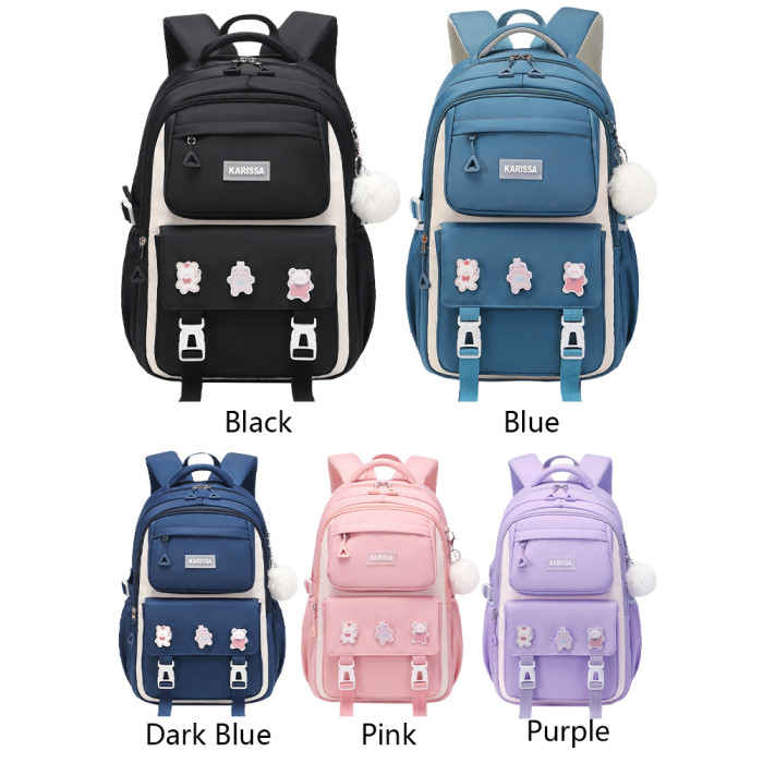 Kids Backpack Children School Bags Waterproof Primary Schoolbag Book Bag (black)
