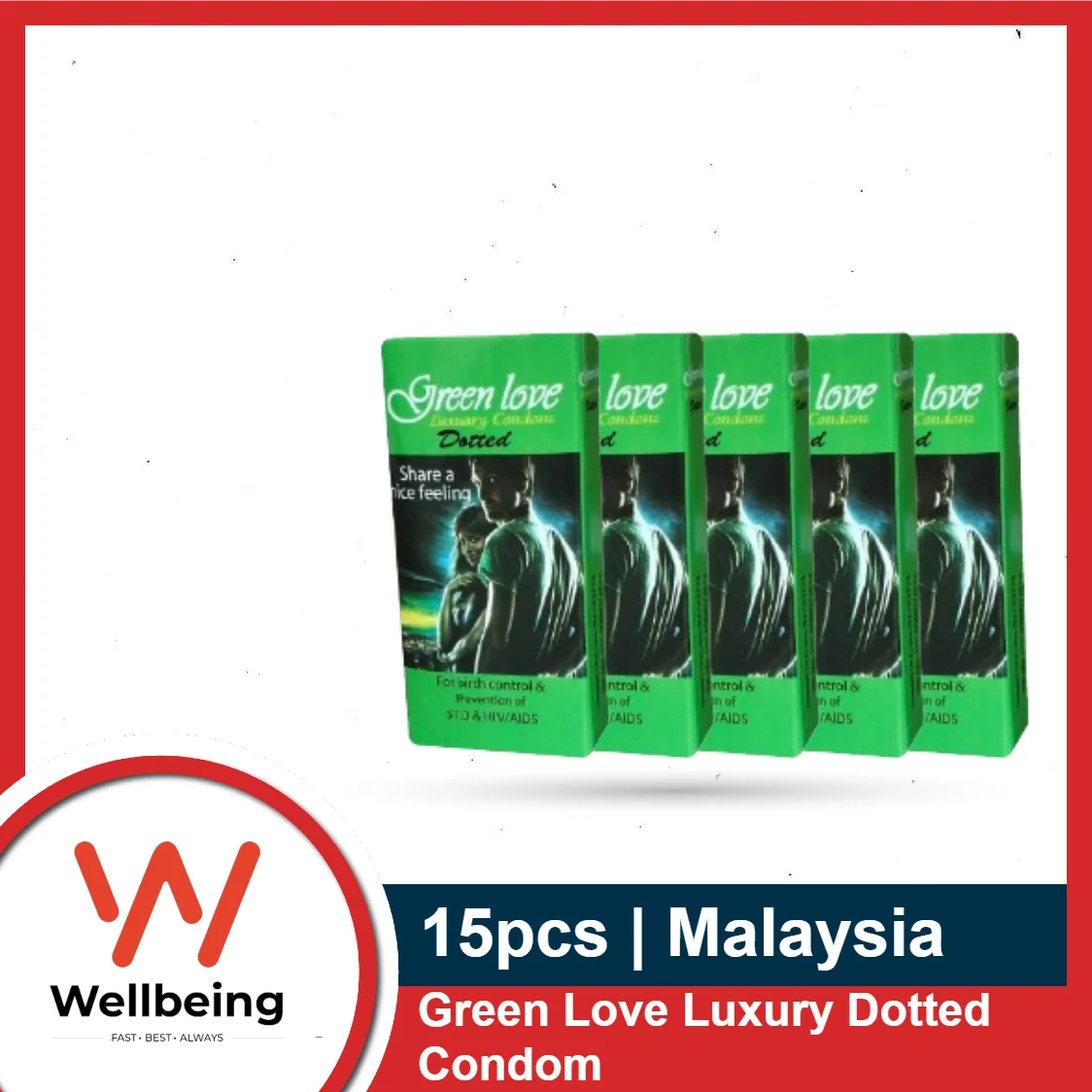 GreenLove Luxury Dotted Condom for Men | Combo Pack – 5 Packs – 3×5=15pcs | Malaysia