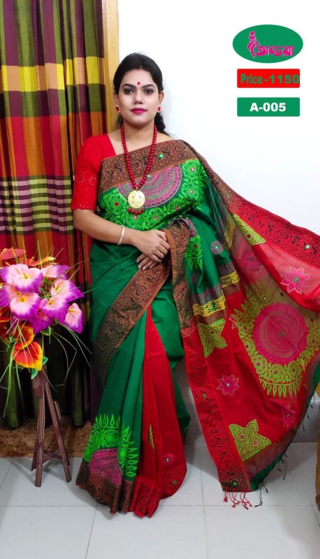 Handprint half silk saree