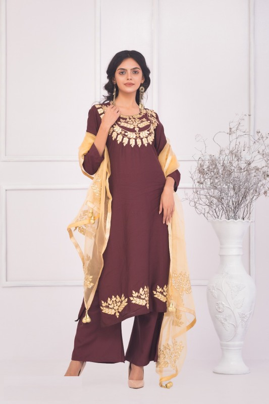 Dollar and Embroidery Work Three Piece