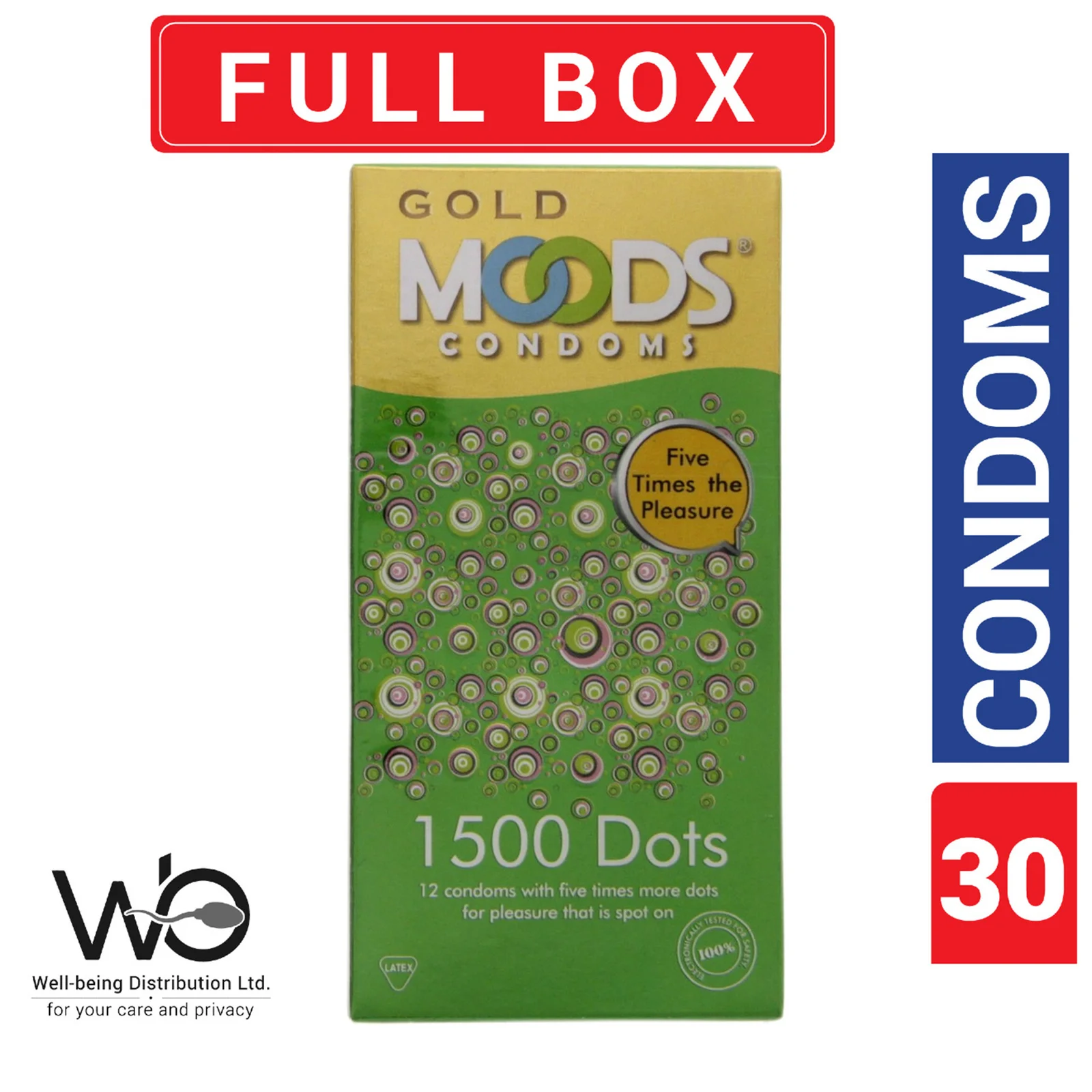 Moods Gold Condom 1500 Dots – Full Box