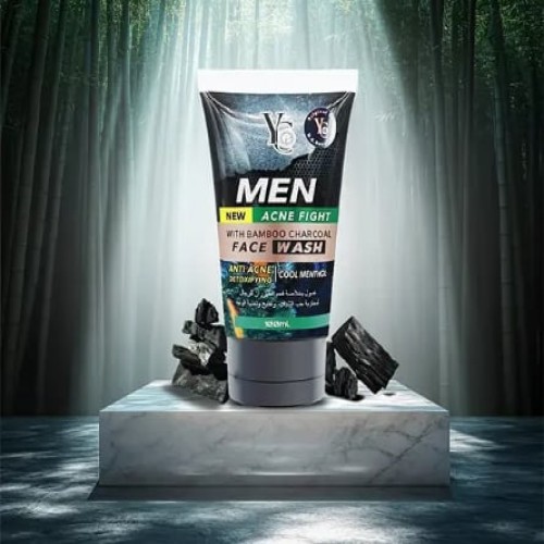 YC Men Acne Fight With Bamboo Charcoal Face Wash 100ml