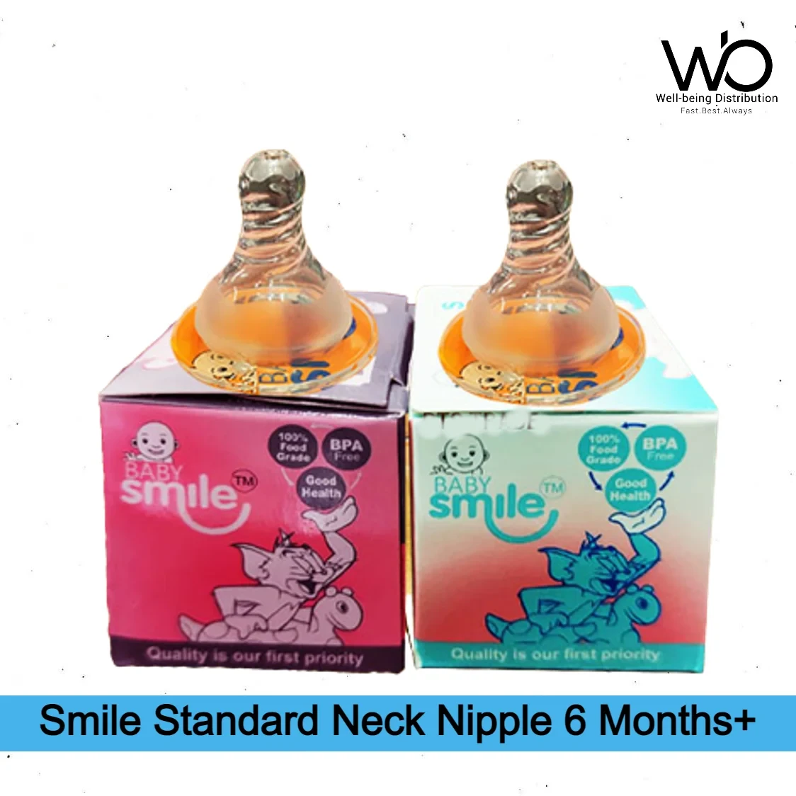 Baby Smile Standard Neck Soft Silicone Nipple L 6month+ 2pcs Combo