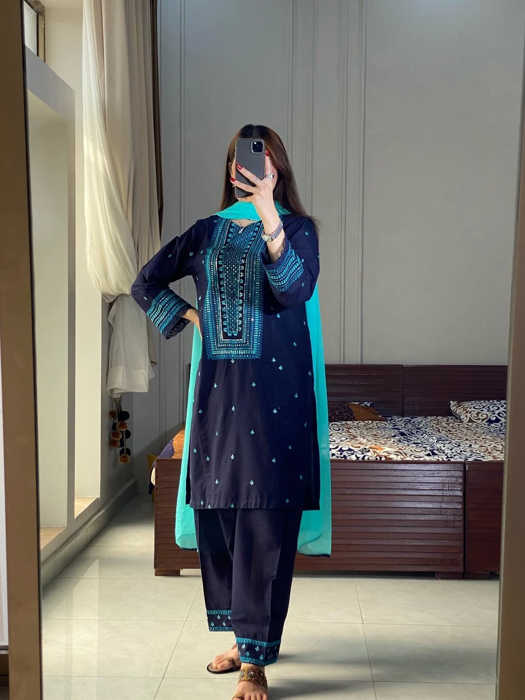 Sequence Embroidery Three Piece For Women