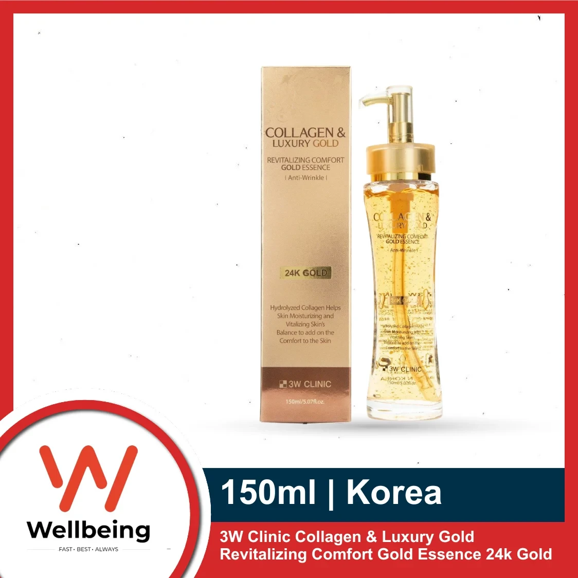 3W Clinic Collagen & Luxury Gold Revitalizing Comfort Gold Essence 24k Gold 150ml | Korea