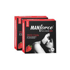 Manforce Xotic Condom 1500 Dots Strawberry Flavour Condoms – Combo Pack – 3×2=6pcs