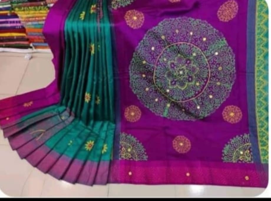 Embroidered Dupion Silk Saree