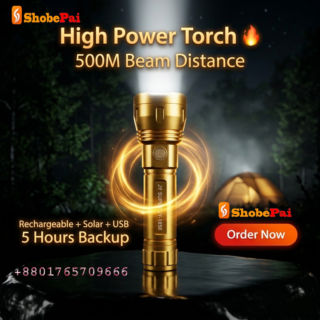 JY SUPER JY-1850 Gold Rechargeable High Power Torch Flashlight