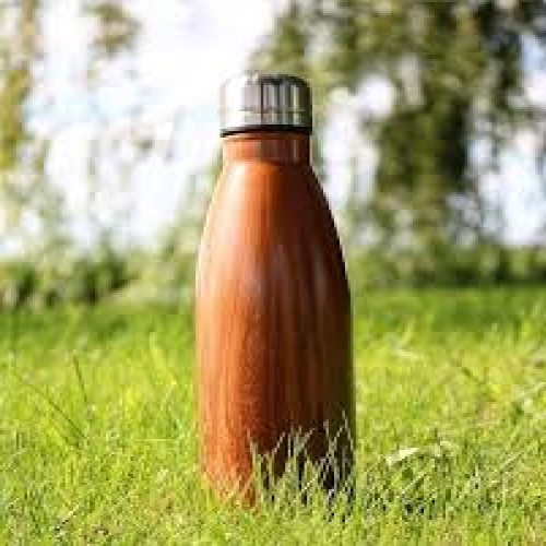 500ml Stainless Steel Insulated Cola Shaped Wood Grain Printing Water Bottle