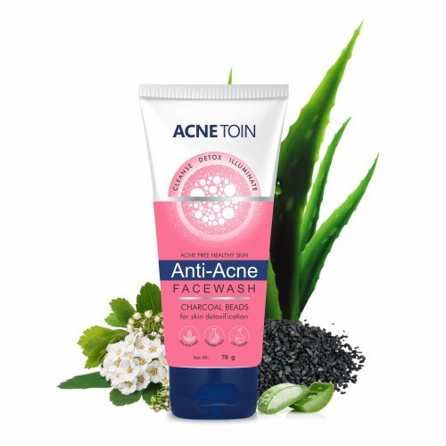 Acnetoin Anti-Acne Facewash with Charcoal Beads for Acne, Pimples & Skin Detoxification | Sulphate & Paraben Free - 100g