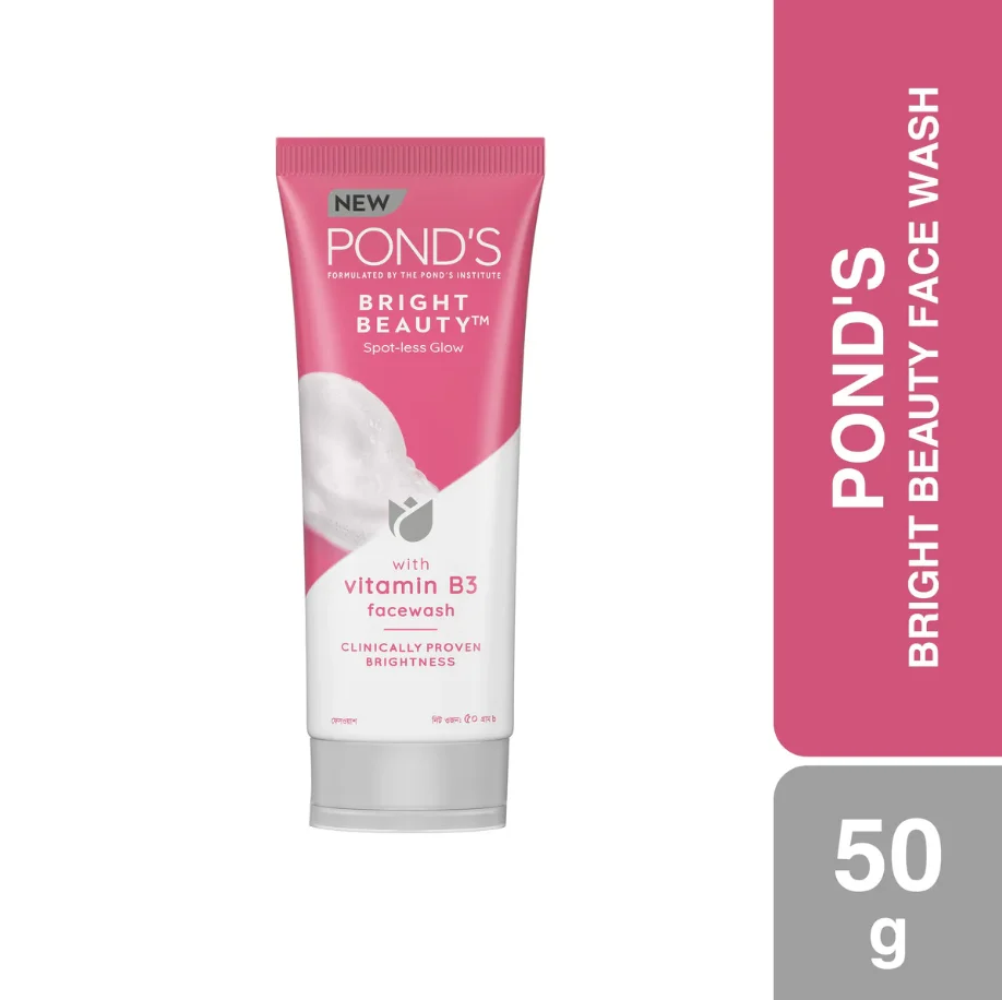 Pond’s Face Wash Bright Beauty with Vitamin B3 100g/ 50g/ 20g for SPOT-LESS Glow | Bangladesh