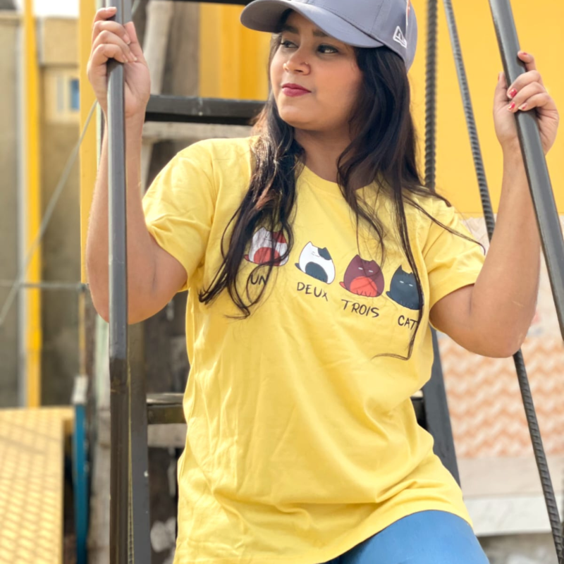 DTF Printed ladies T shirt | Half Sleeve Plain | Regular Fit Ladies T Shirt for Women & Girls | (4)