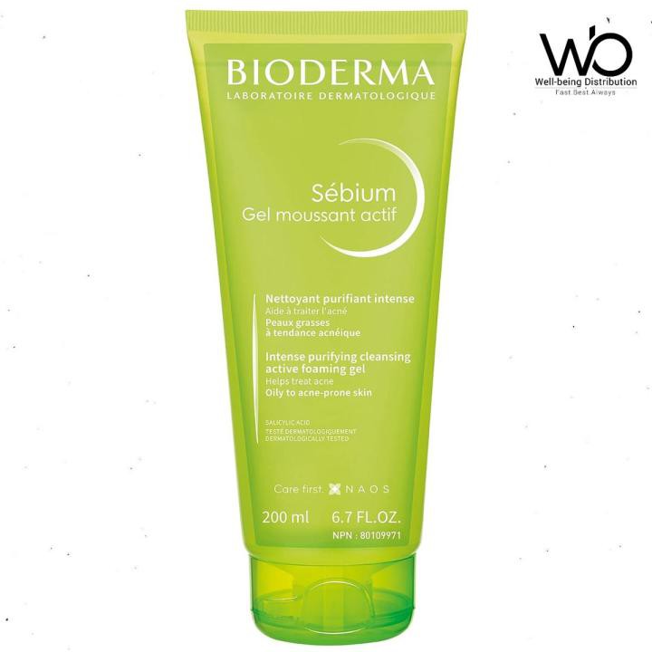Bioderma Sebium Gel Moussant Actif 200ml Intense Purifying Cleansing Foaming Gel (International)
