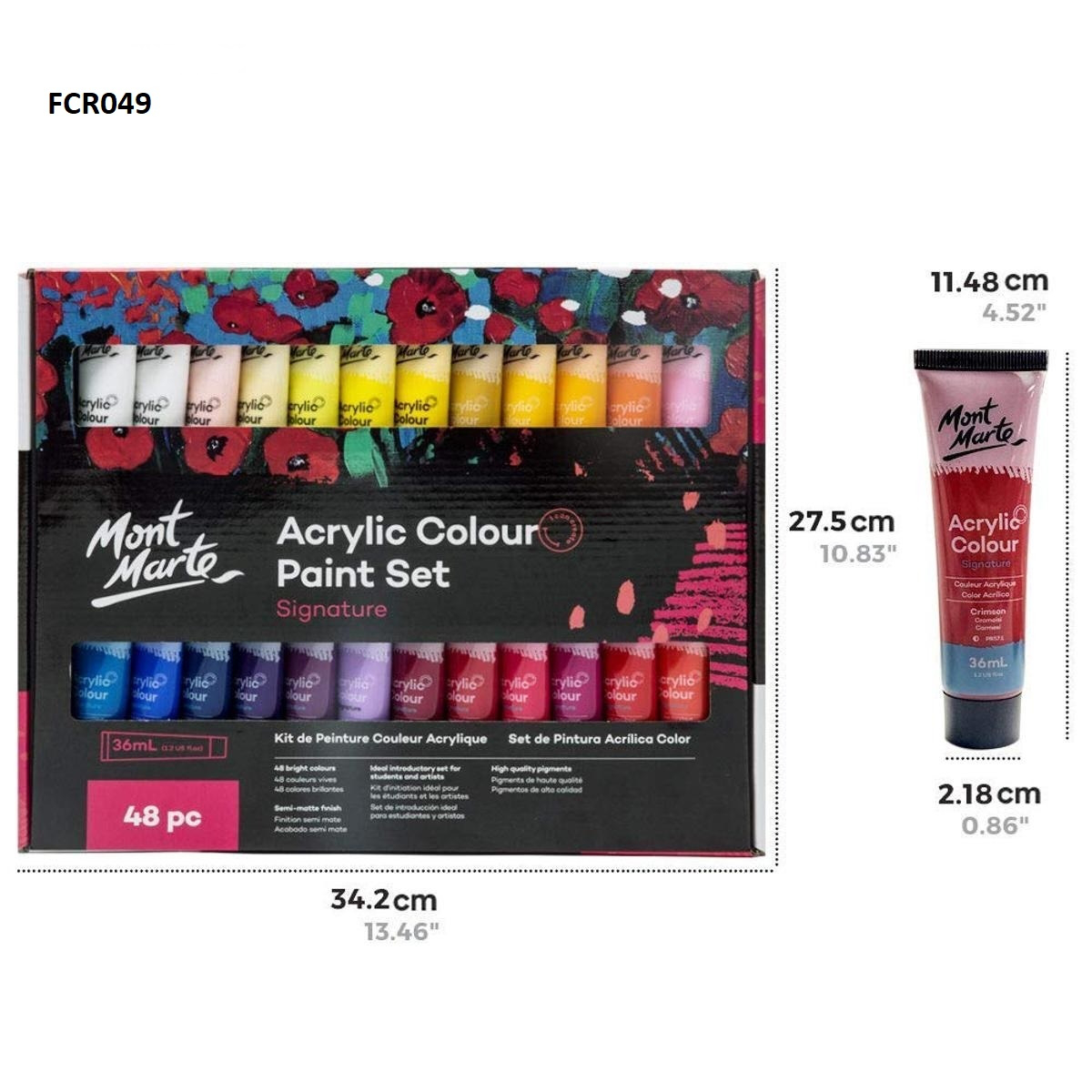 Mont Marte Acrylic Colour Paint Set Signature 48pc x 36ml