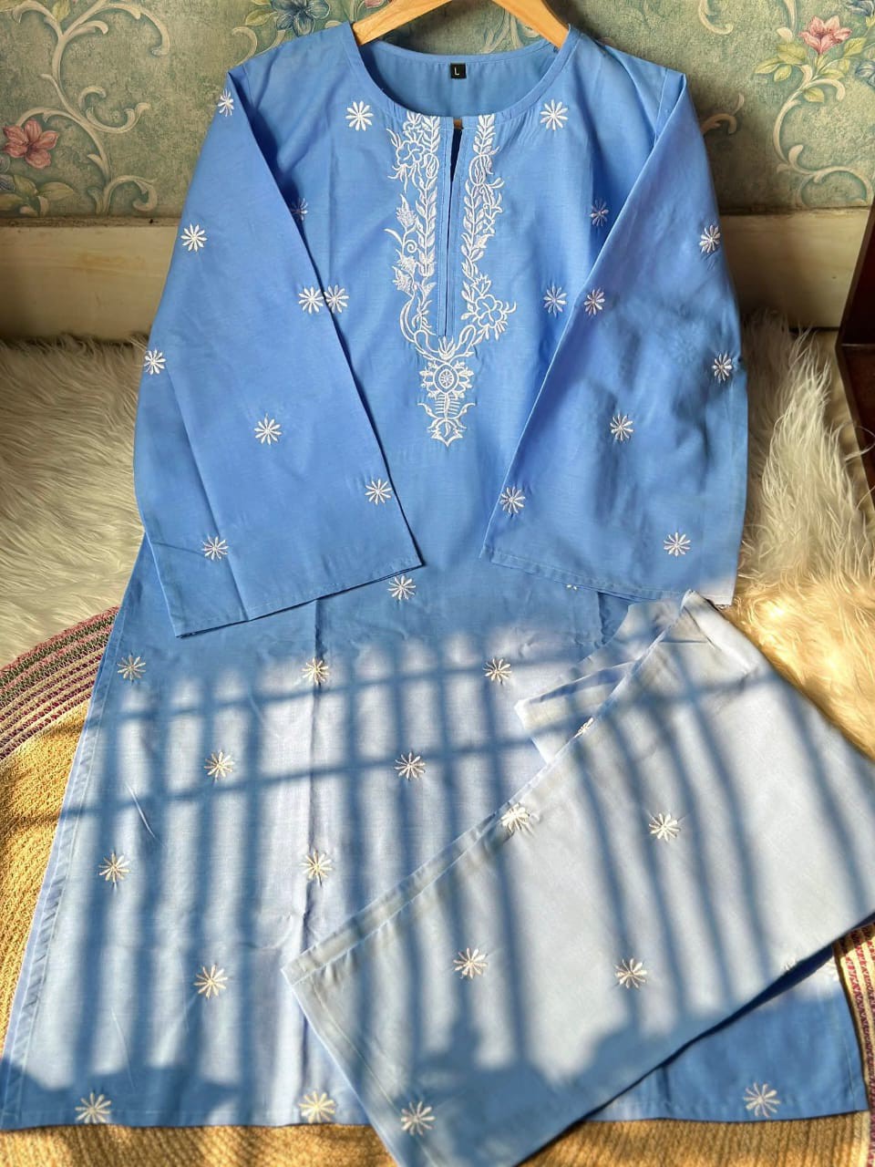 Embroidery Cotton Royal Co-Ord Set