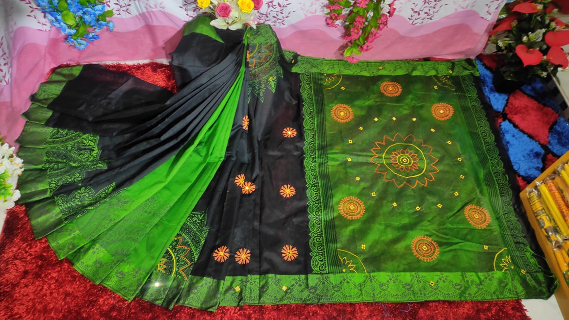 Embroidered Dupion Silk Saree