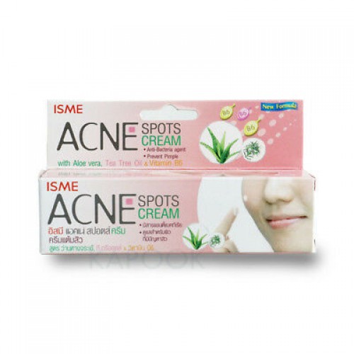 ISME ACNE SPOTS CREAM WITH ALOE-VERA, TREE, OIL, VITAMIN B6 (10g.)