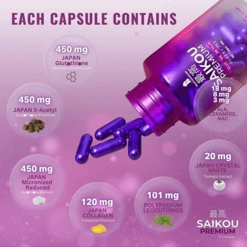 SAIKOU Premium Glutathione Plus 60 Capsules