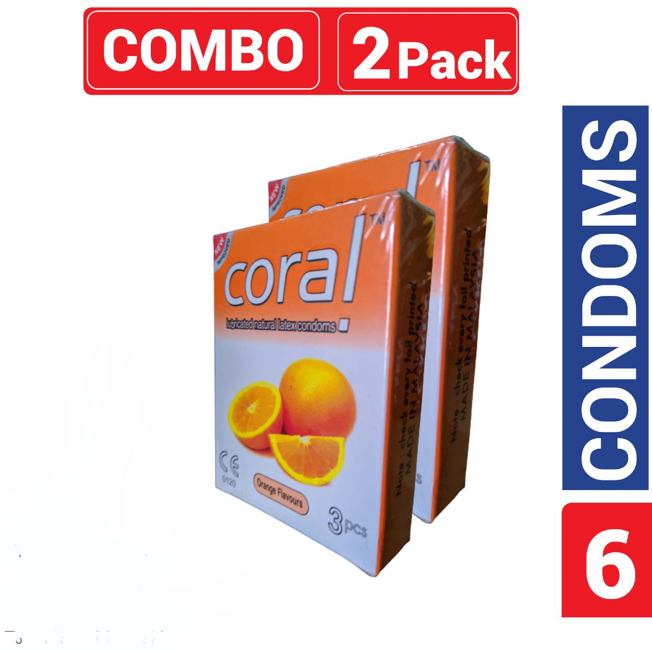 Coral Orange Natural Latex Condoms | Combo Pack