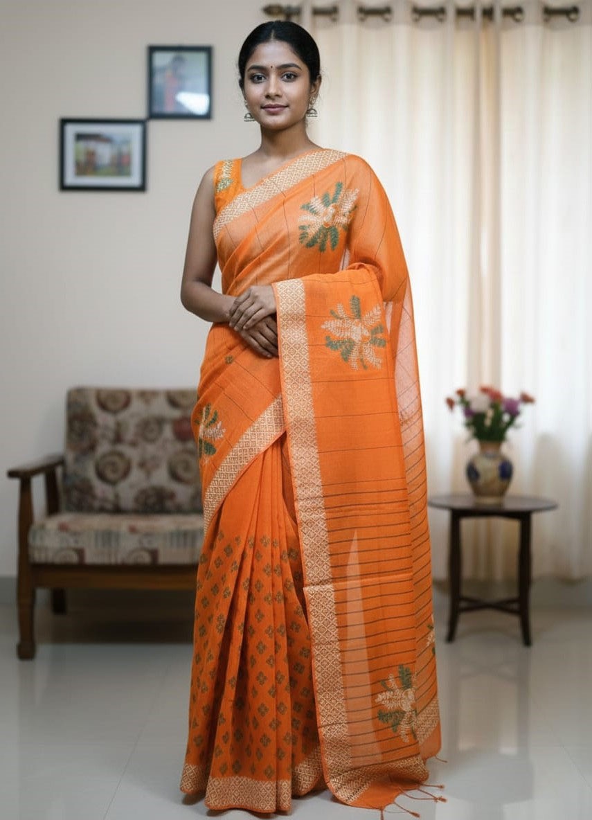 Half Silk Modern Saree