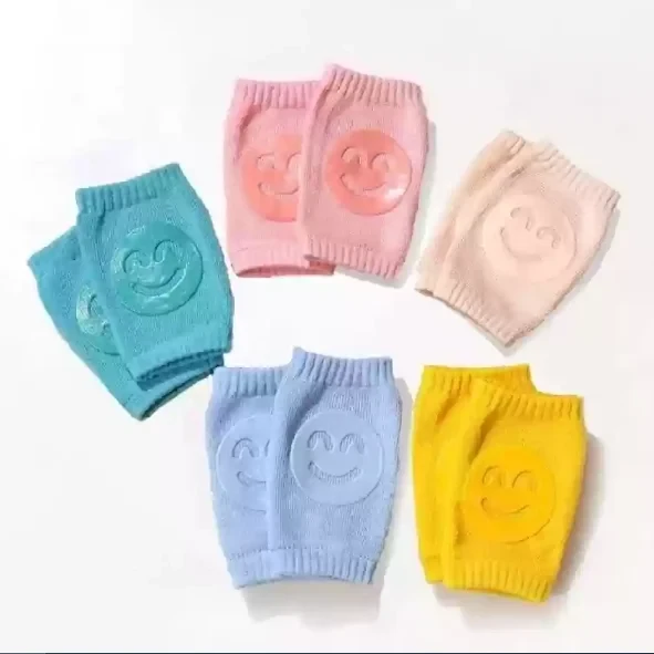 1 Pair (2pcs) Multicolor Baby Knee Pads Silicone Pads Soft Cotton – Non Slip Pads for Crawling Infants / Toddlers / Baby Knee & Elbow Pads Protector Safety Pads for Baby Boy & Girl