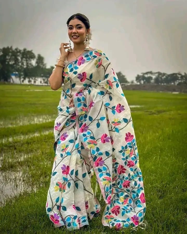 Buy New Half Silk Screen Print Saree