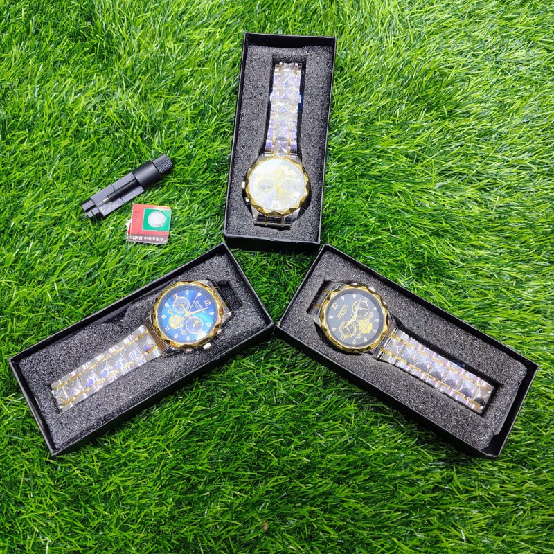 BINBOND Quartz Watches Men’s Luxury Stainless Steel + Free Chain cutter & battery .