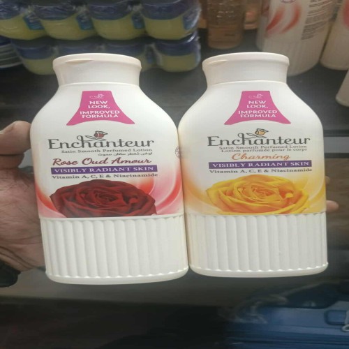 Enchanteur Romantic,Charming, Rose Satin Smooth Perfumed Lotion with Vitamin A, C, E and Niacinamide 400ML Made In Malaysia
