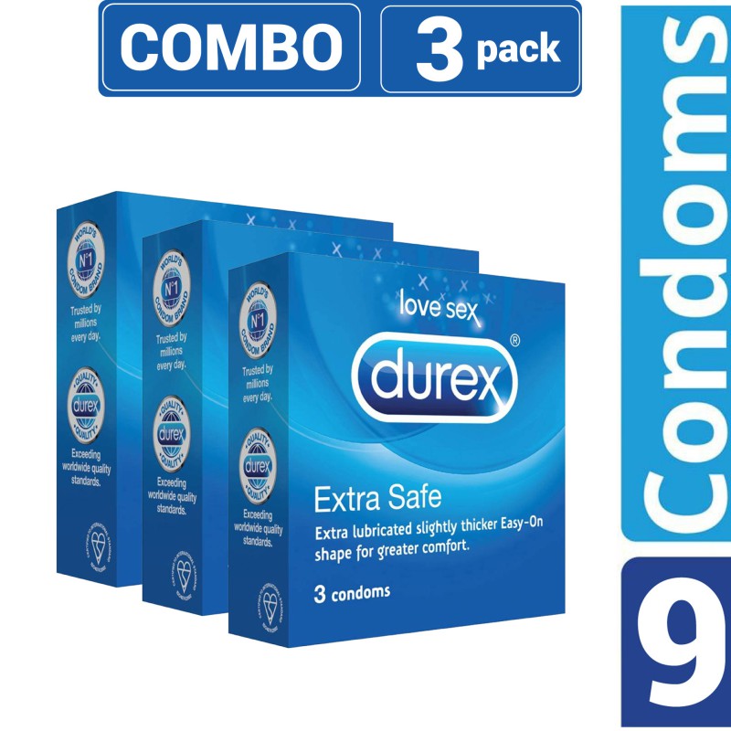 Durex - Extra Safe Condom - Combo Pack - 3 Packs - 3x3=9pcs